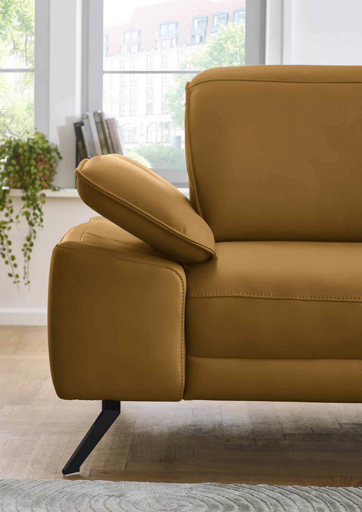 ECKSOFA in Echtleder Currygelb  - Currygelb/Schwarz, Design, Leder/Metall (332/193cm) - Dieter Knoll