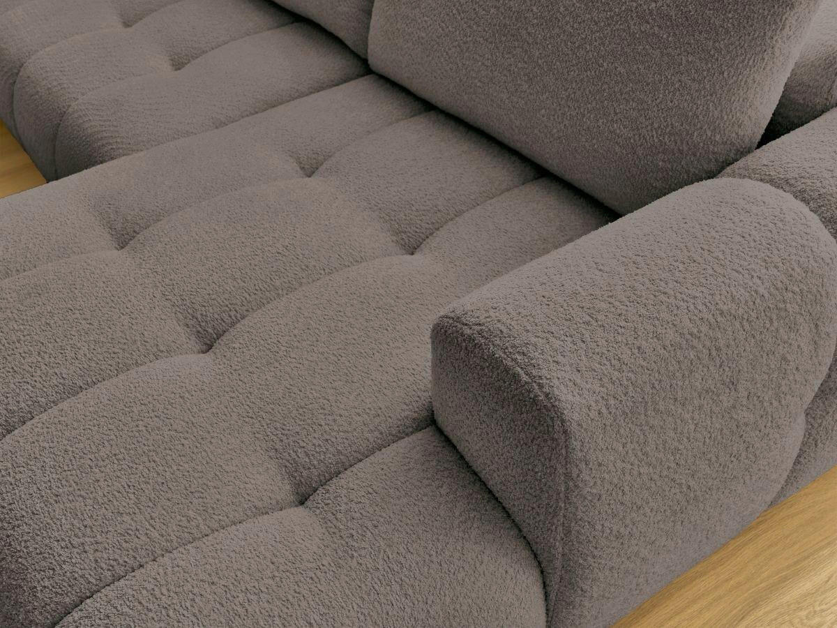 WOHNLANDSCHAFT  FUJI  Taupe Bouclé  - Taupe/Schwarz, MODERN, Kunststoff/Textil (204/377/160cm)