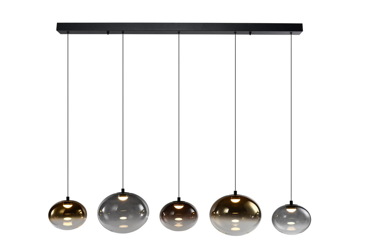 LED-HÄNGELEUCHTE Pesaro 128/170/20 cm  - Schwarz, Design, Glas/Metall (128/170/20cm)