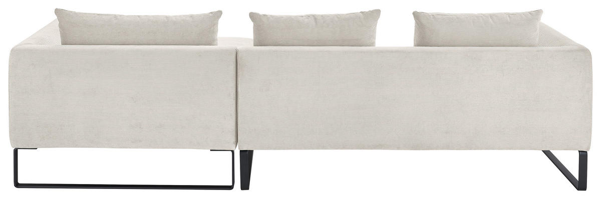 ECKSOFA in Feincord Weiss  - Weiss/Schwarz, Konventionell, Textil/Metall (284/178cm) - Hom`in