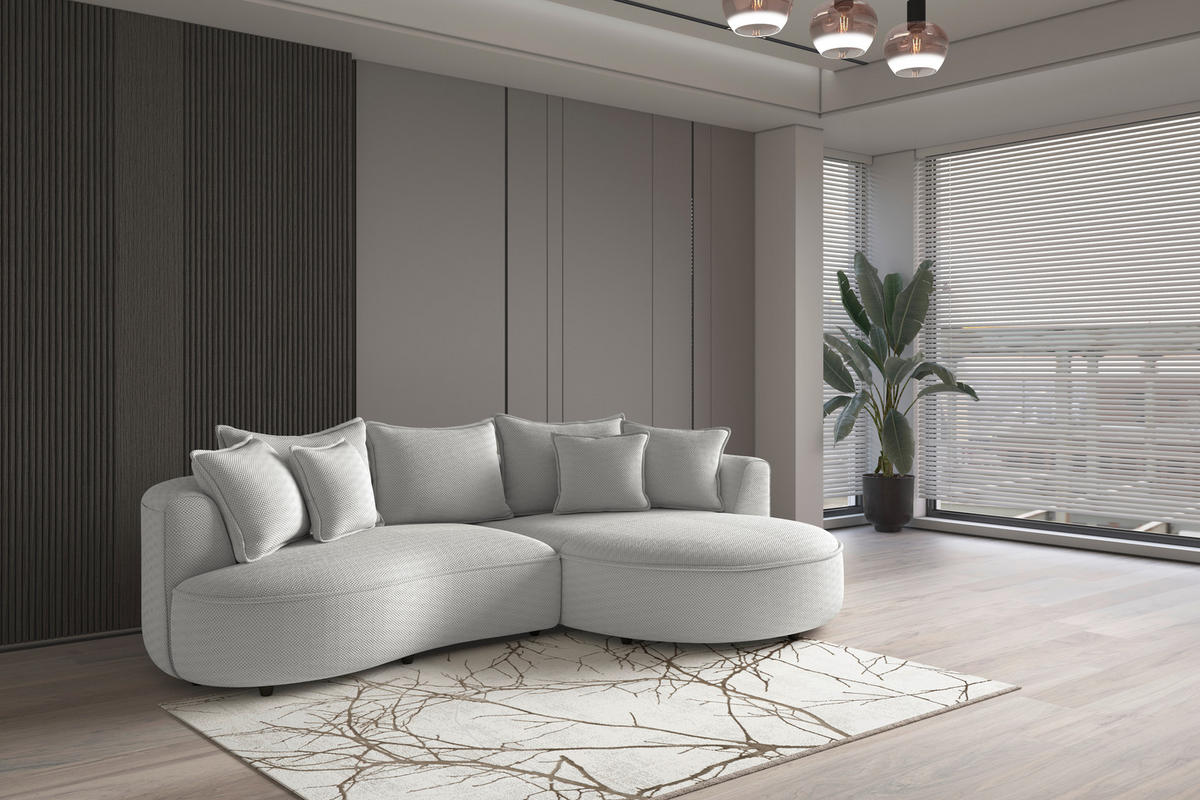 ECKSOFA in Velours, Struktur Beige  - Beige/Schwarz, Modern, Kunststoff/Textil (287/168cm) - Livetastic