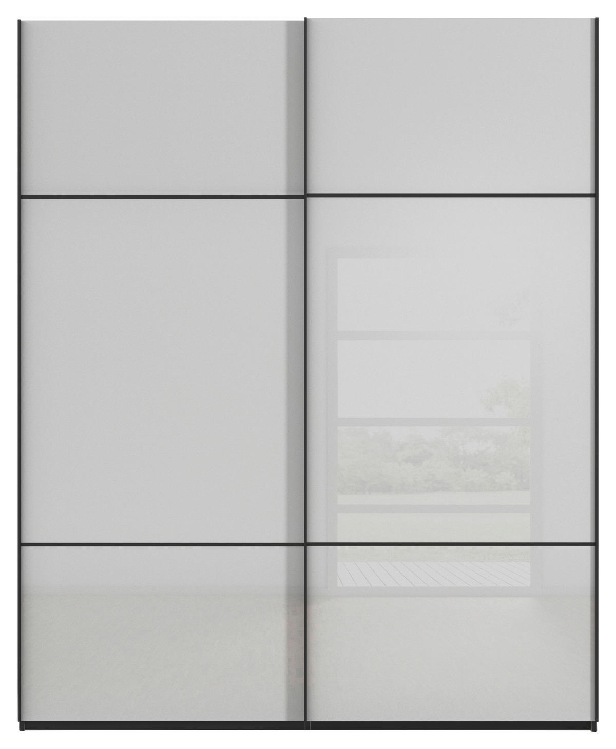 SCHWEBETÜRENSCHRANK  in Grau, Schwarz  - Schwarz/Grau, KONVENTIONELL, Glas/Holzwerkstoff (201/223/67cm) - Novel
