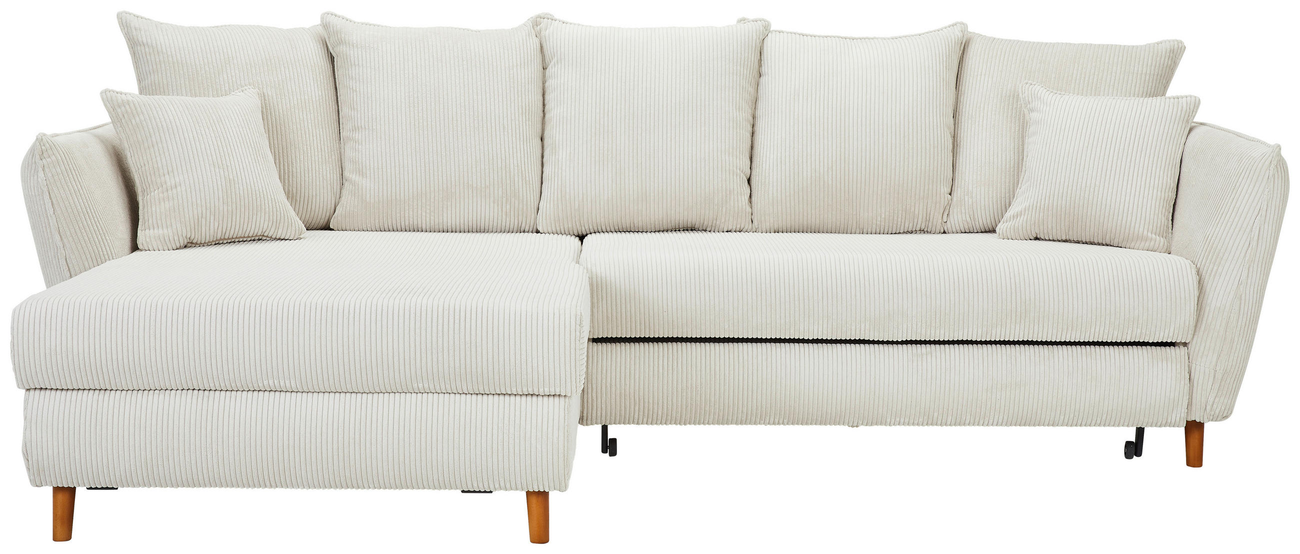 ECKSOFA 162/284 cm  in Cord Naturfarben Zierkissen, Rückenkissen, Bettkasten, Schlaffunktion, Stauraum  162/284 cm  - Eichefarben/Naturfarben, MODERN, Holz/Textil (162/284cm) - Carryhome