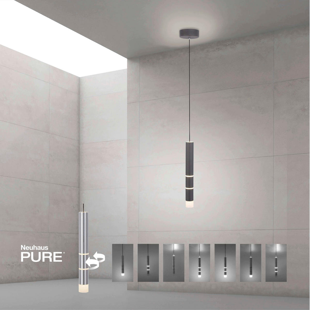 LED-HÄNGELEUCHTE 12/12/120 cm  - Schwarz, Design, Kunststoff/Metall (12/12/120cm) - Neuhaus PURE