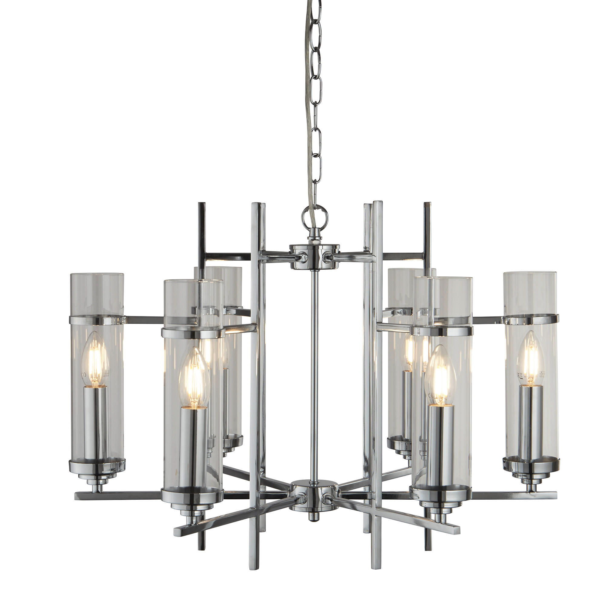 HÄNGELEUCHTE Milo 60/60/42 cm   - Chromfarben, Design, Glas/Metall (60/60/42cm) - Searchlight