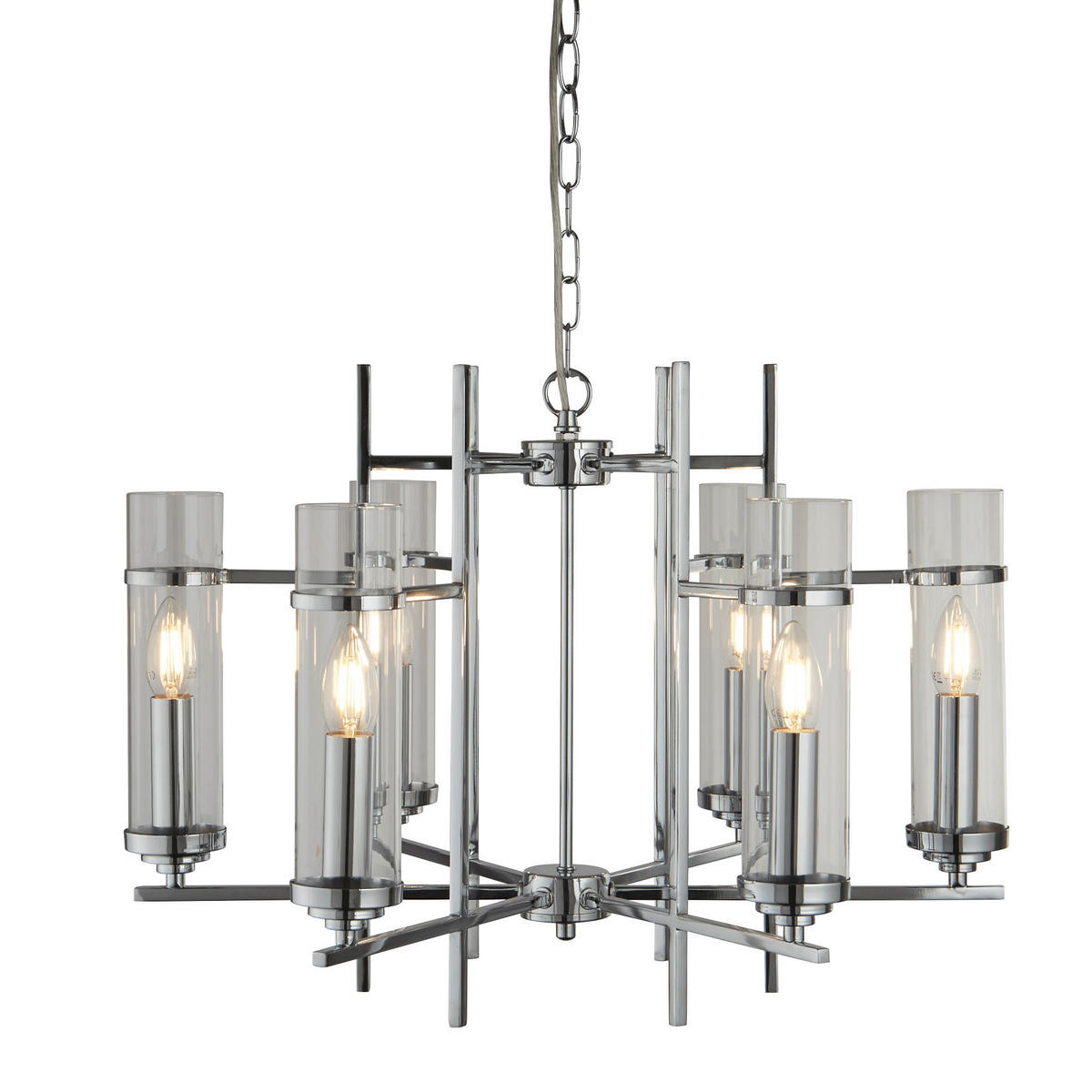 HÄNGELEUCHTE Milo 60/60/42 cm   - Chromfarben, Design, Glas/Metall (60/60/42cm) - Searchlight