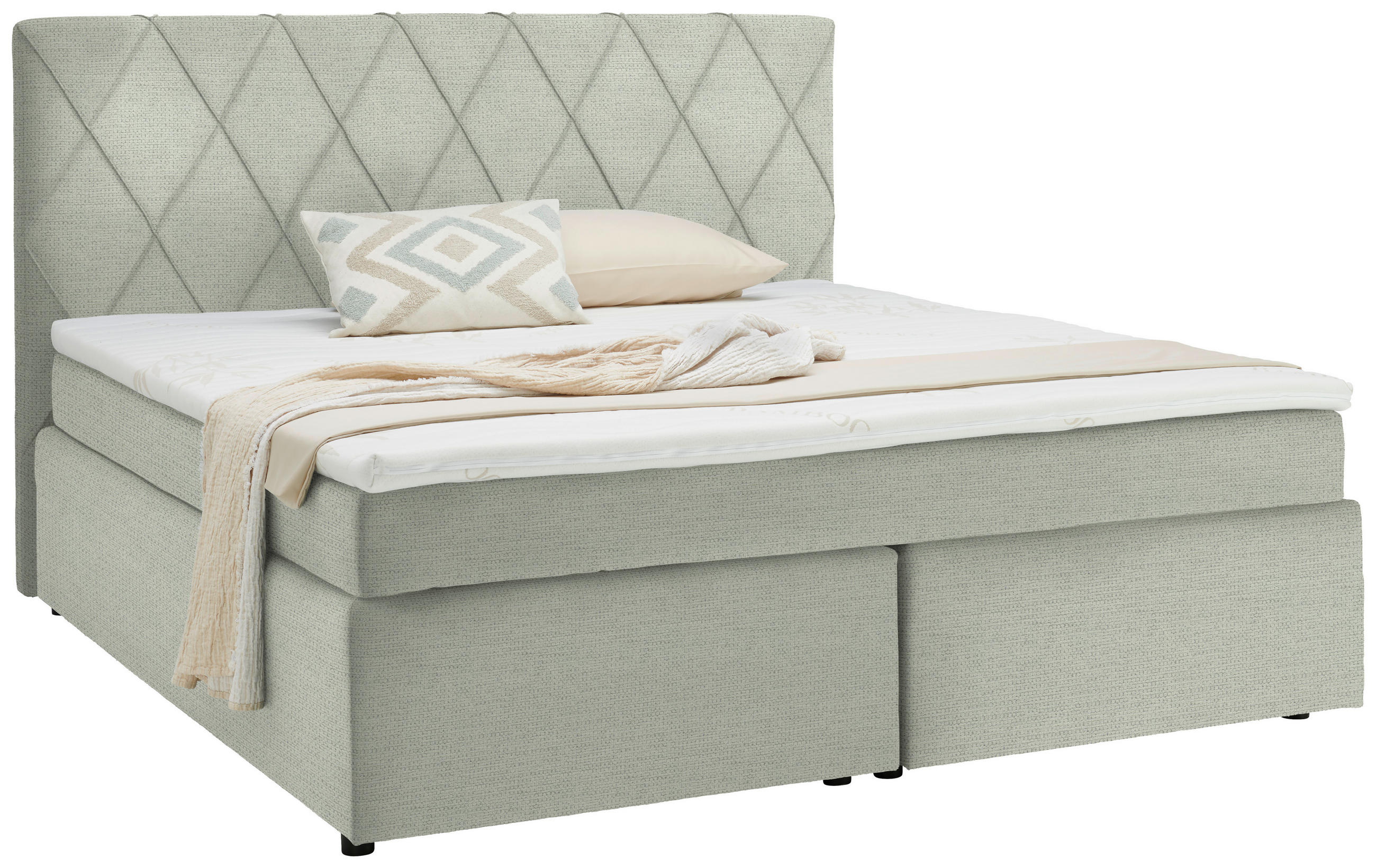 BOXSPRINGBETT 180/200 cm  in Weiß  - Schwarz/Weiß, Design, Kunststoff/Textil (180/200cm) - Xora