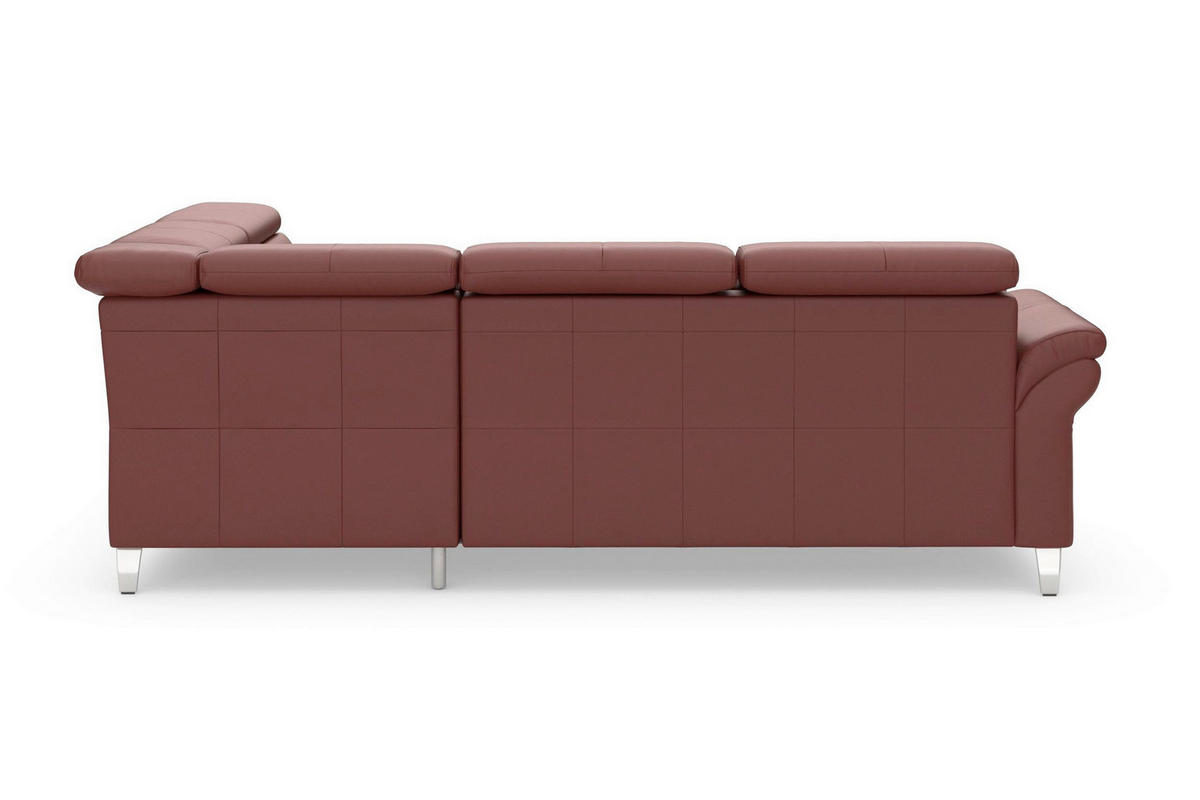 ECKSOFA ARNGAST E Rotbraun Echtleder Kopfteilverstellung  - Chromfarben/Rotbraun, Basics, Leder/Metall (245/194cm) - Sit & More