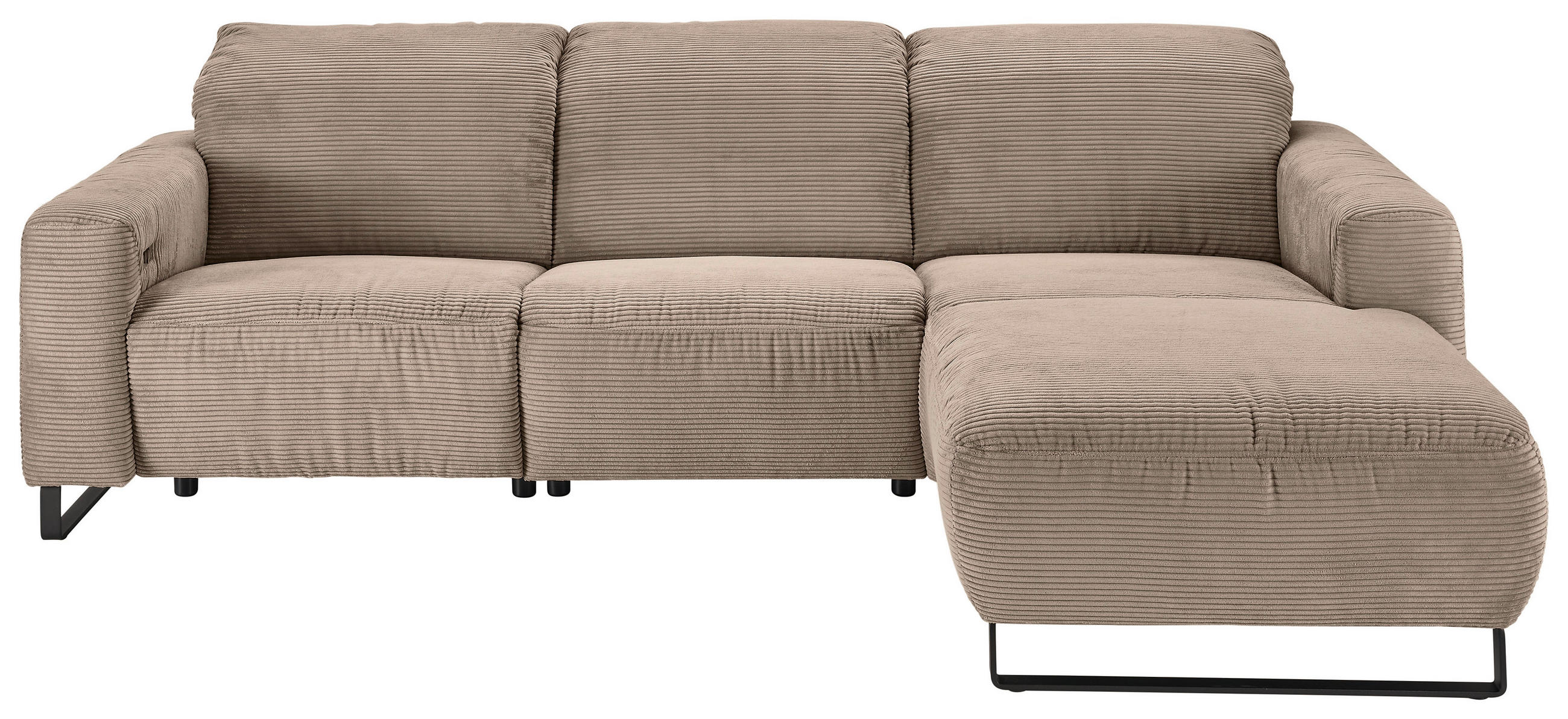 ECKSOFA Taupe Cord  - Taupe/Schwarz, KONVENTIONELL, Textil/Metall (266/180cm) - Hom`in