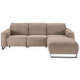 ECKSOFA Taupe Cord  - Taupe/Schwarz, KONVENTIONELL, Textil/Metall (266/180cm) - Hom`in