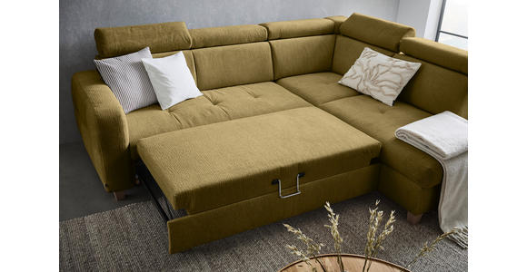 ECKSOFA in Samt Olivgrün  - Olivgrün, Design, Holz/Textil (261/206cm) - Venda