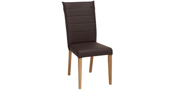 STUHL in Holz, Leder Braun, Eichefarben - Eichefarben/Braun, KONVENTIONELL, Leder/Holz (45/101/61cm) - Venda