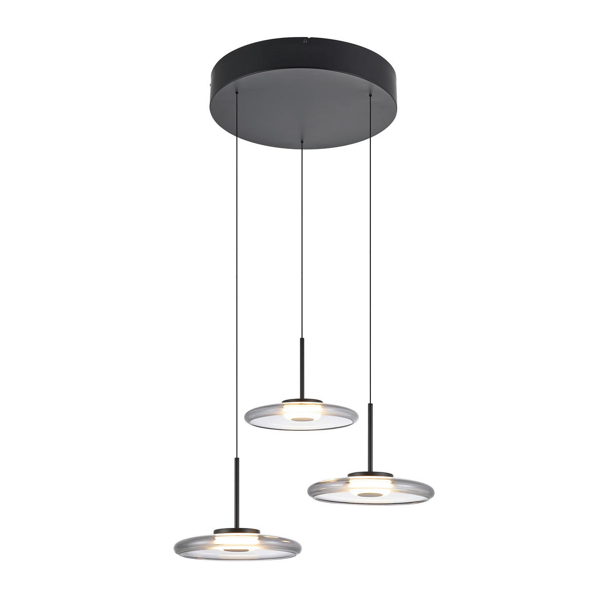 LED-HÄNGELEUCHTE Felis 57/60-180 cm   - Schwarz, Basics, Glas/Metall (57/60-180cm) - Novel