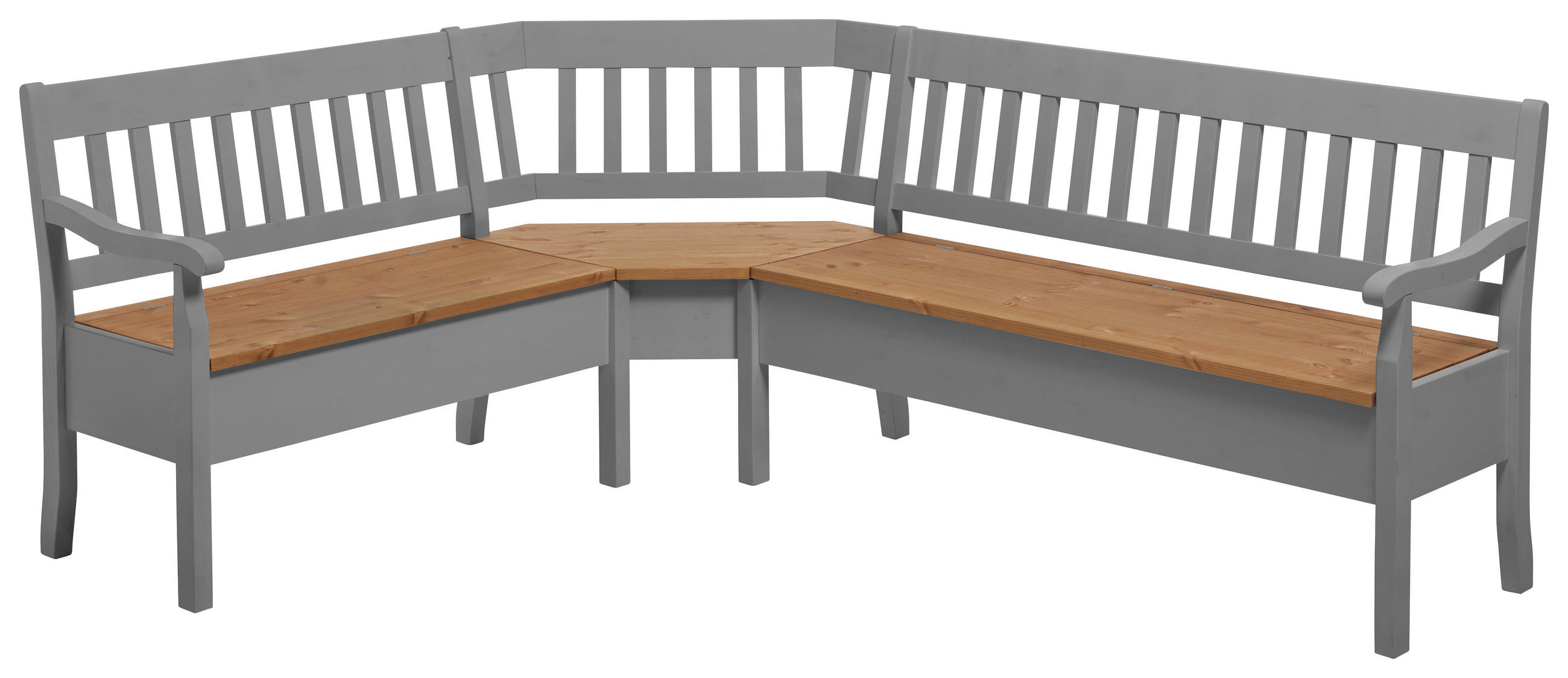 ECKBANK 170/213 cm Grau, Laugenfarbig Kiefer massiv   - Laugenfarbig/Grau, ROMANTIK / LANDHAUS, Holz (170/213cm) - Boxxx