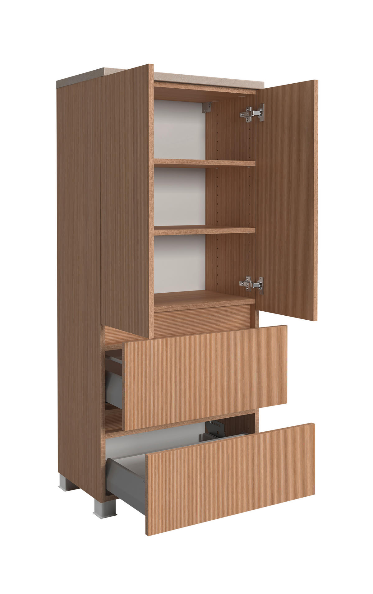 MIDISCHRANK 60/131/35 cm  - Sandfarben/Eichefarben, KONVENTIONELL, Holzwerkstoff/Kunststoff (60/131/35cm) - Xora