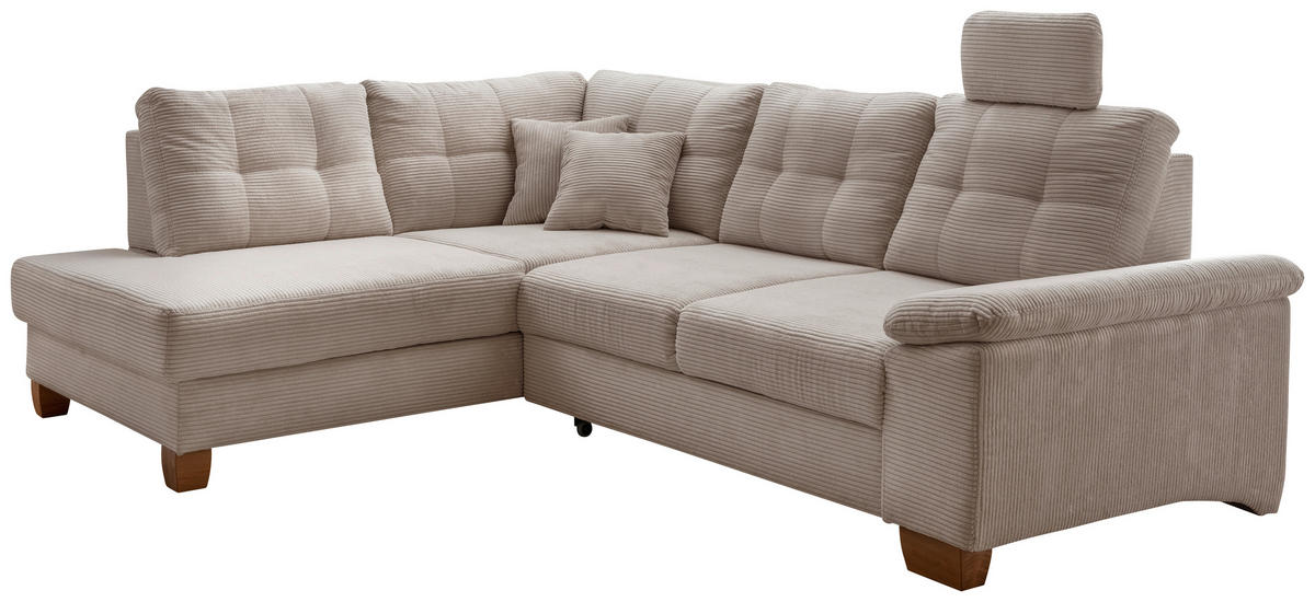 ECKSOFA in Cord Beige  - Beige/Naturfarben, Modern, Holz/Textil (206/274cm) - Livetastic