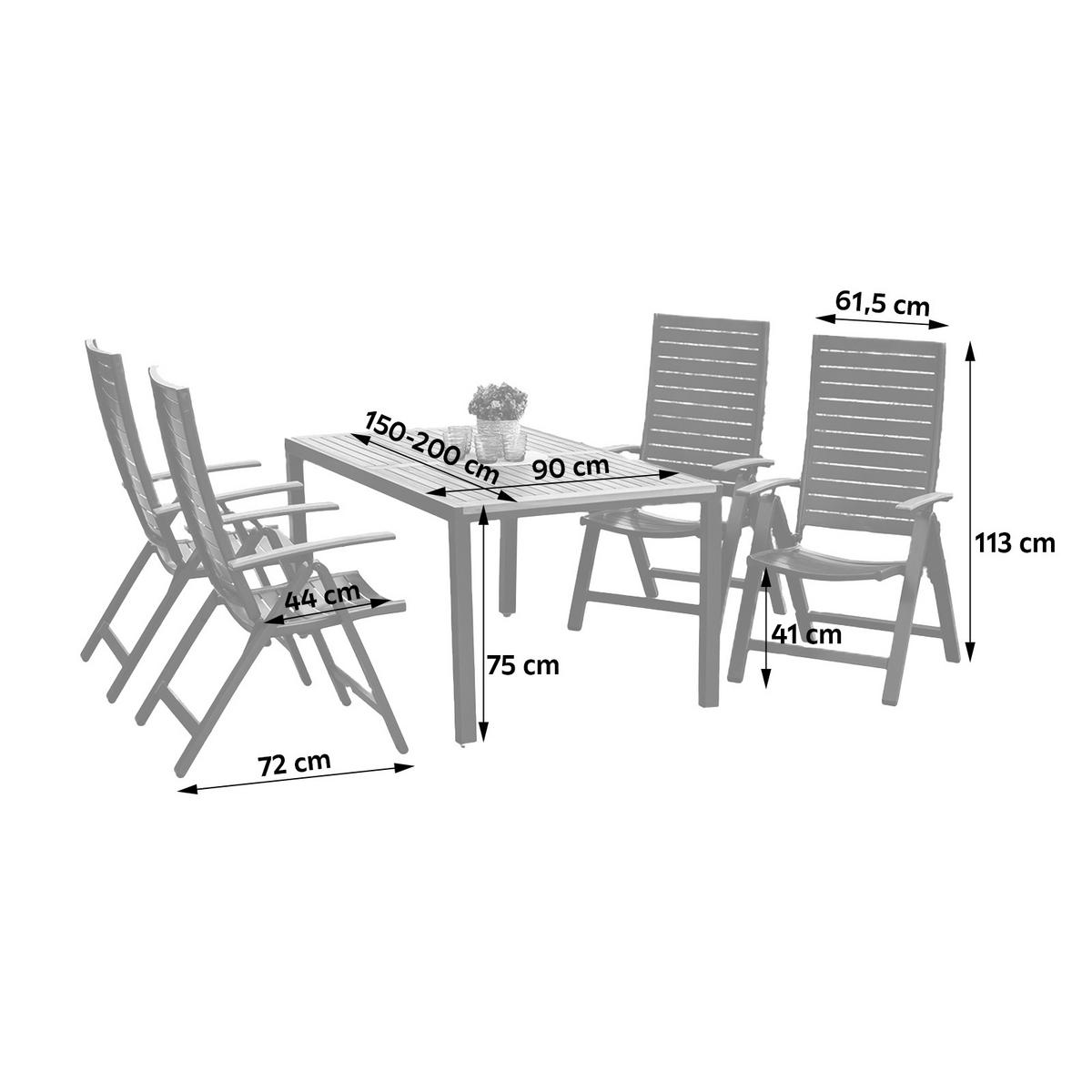 GARTENSET 5-teilig  - Graphitfarben/Naturfarben, MODERN, Holz/Metall - Gardenson