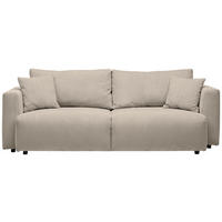 SCHLAFSOFA Cord Beige  inkl. Zierkissen, Rückenkissen, Bettkasten, Schlaffunktion, Rücken echt  - Beige/Schwarz, Design, Kunststoff/Textil (250/92/105cm) - Carryhome