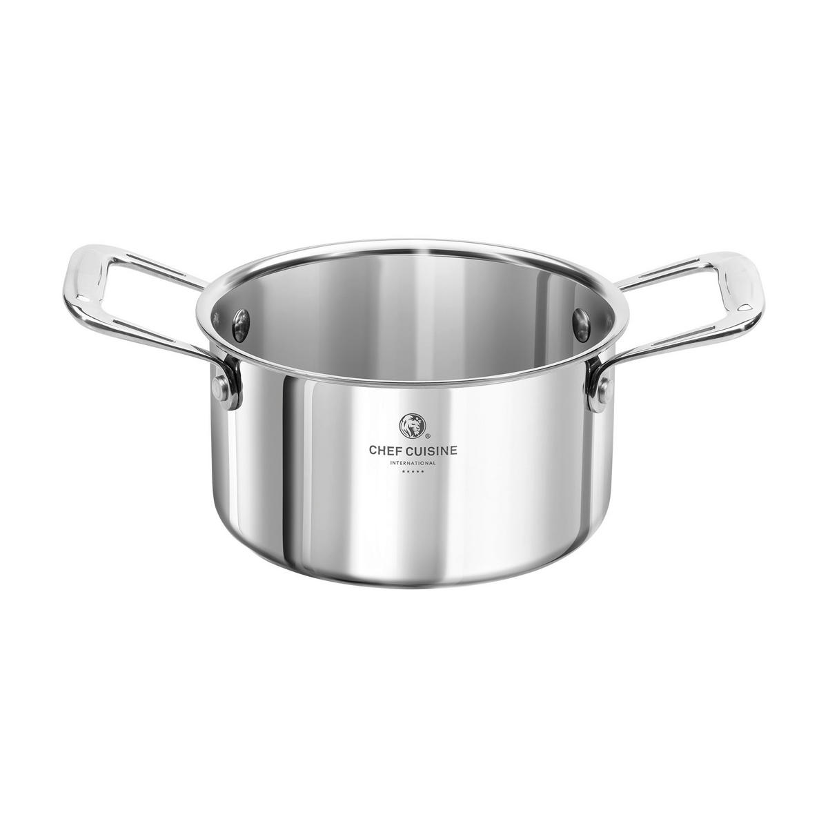 KOCHTOPFSET 3-teilig  - Edelstahlfarben/Schwarz, Basics, Glas/Kunststoff (37/30/23cm) - CHEF CUISINE