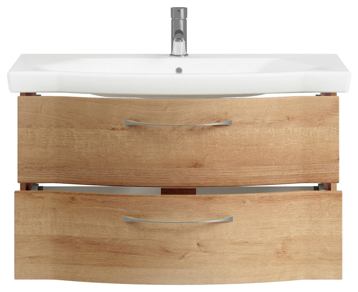 WASCHTISCHKOMBI 97 cm  - Chromfarben/Eichefarben, KONVENTIONELL, Keramik/Holzwerkstoff (97cm) - Pelipal