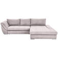 ECKSOFA Rosa Flachgewebe Rückenkissen, Bettkasten, Schlaffunktion, Rücken echt, Liegefläche im Originalstoff  - Silberfarben/Rosa, Design, Textil/Metall (306/174cm) - Carryhome