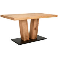 ESSTISCH Eiche massiv rechteckig Eichefarben  - Eichefarben/Schwarz, Natur, Holz/Holzwerkstoff (140/90/76cm) - Moderano