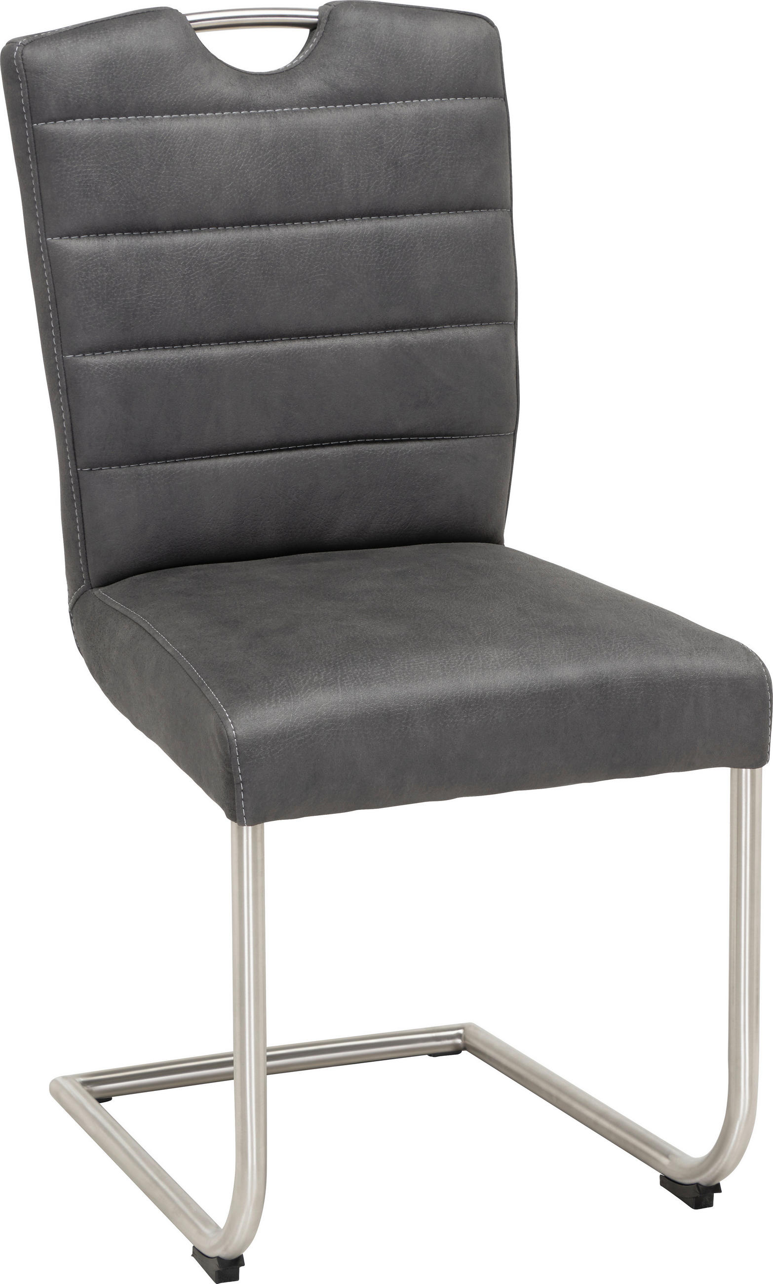 Scaun Bucatarie din metal, textil, gri - gri deschis/culoare inox, Design, metal/textil (46/96/59cm) - Novel