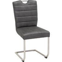 Scaun Bucatarie din metal, textil, gri - gri deschis/culoare inox, Design, metal/textil (46/96/59cm) - Novel