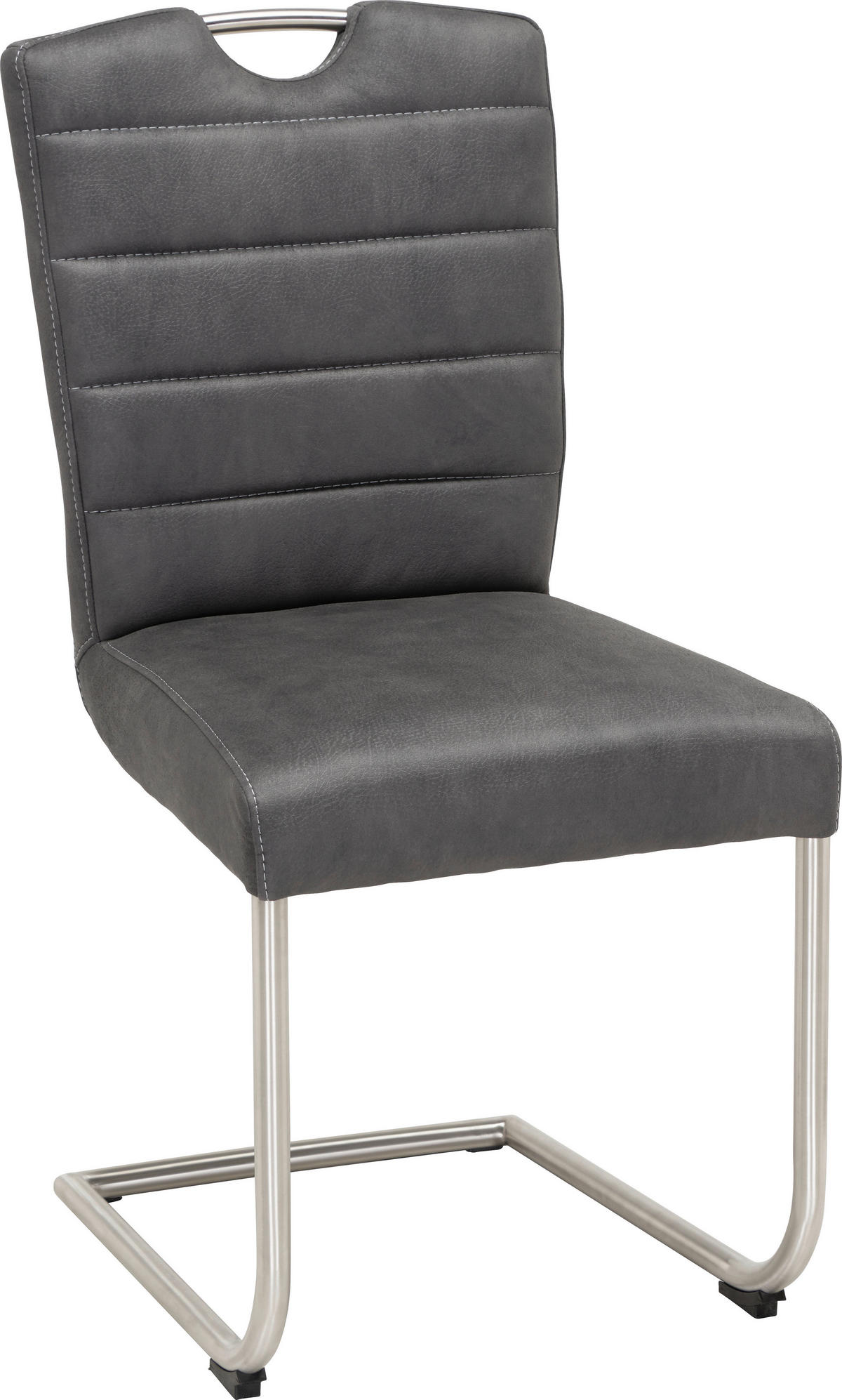 Scaun Bucatarie din metal, textil, gri - gri deschis/culoare inox, Design, metal/textil (46/96/59cm) - Novel