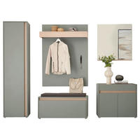 GARDEROBE 6-teilig  in 260/200/40 cm  - Eichefarben/Salbeigrün, Design, Holzwerkstoff/Textil (260/200/40cm) - Modante