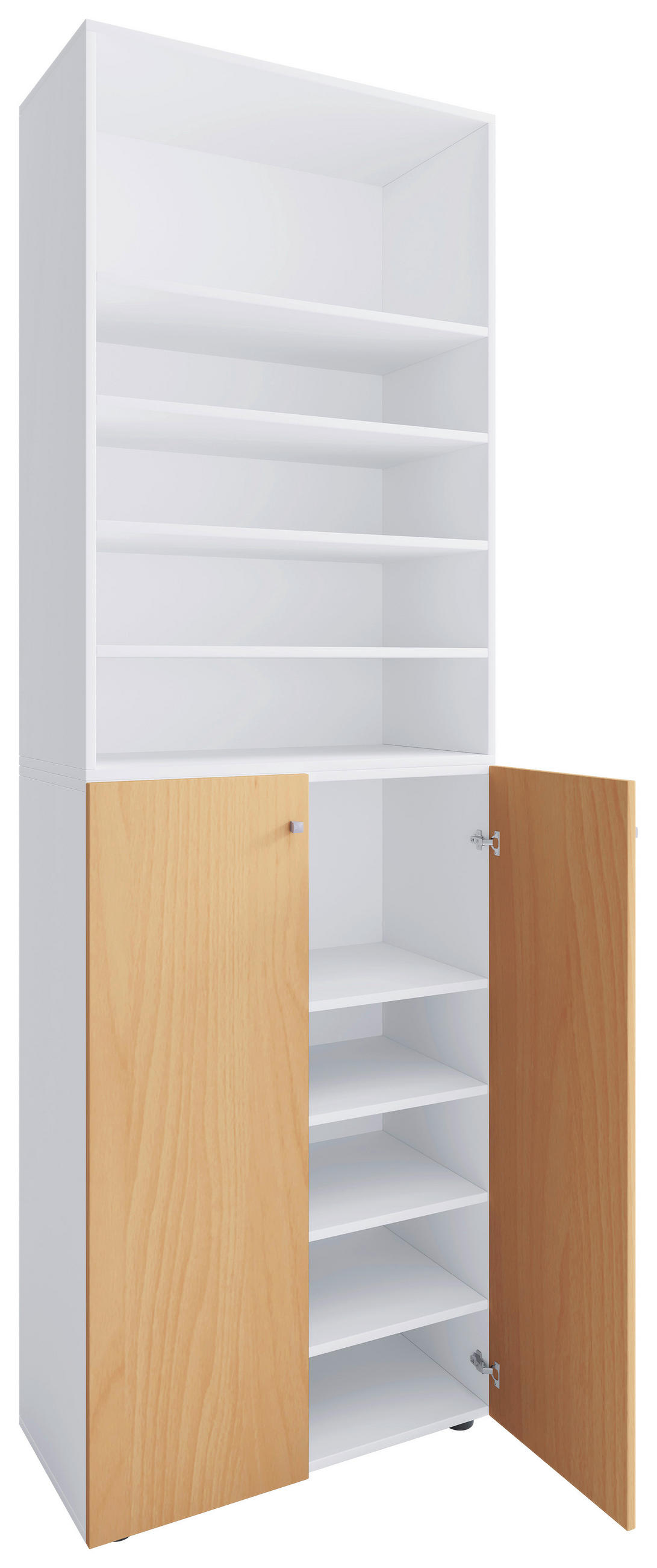 SCHUHSCHRANK Weiß, Buchefarben  - Silberfarben/Buchefarben, Design, Holzwerkstoff/Kunststoff (70/220/40cm) - MID.YOU
