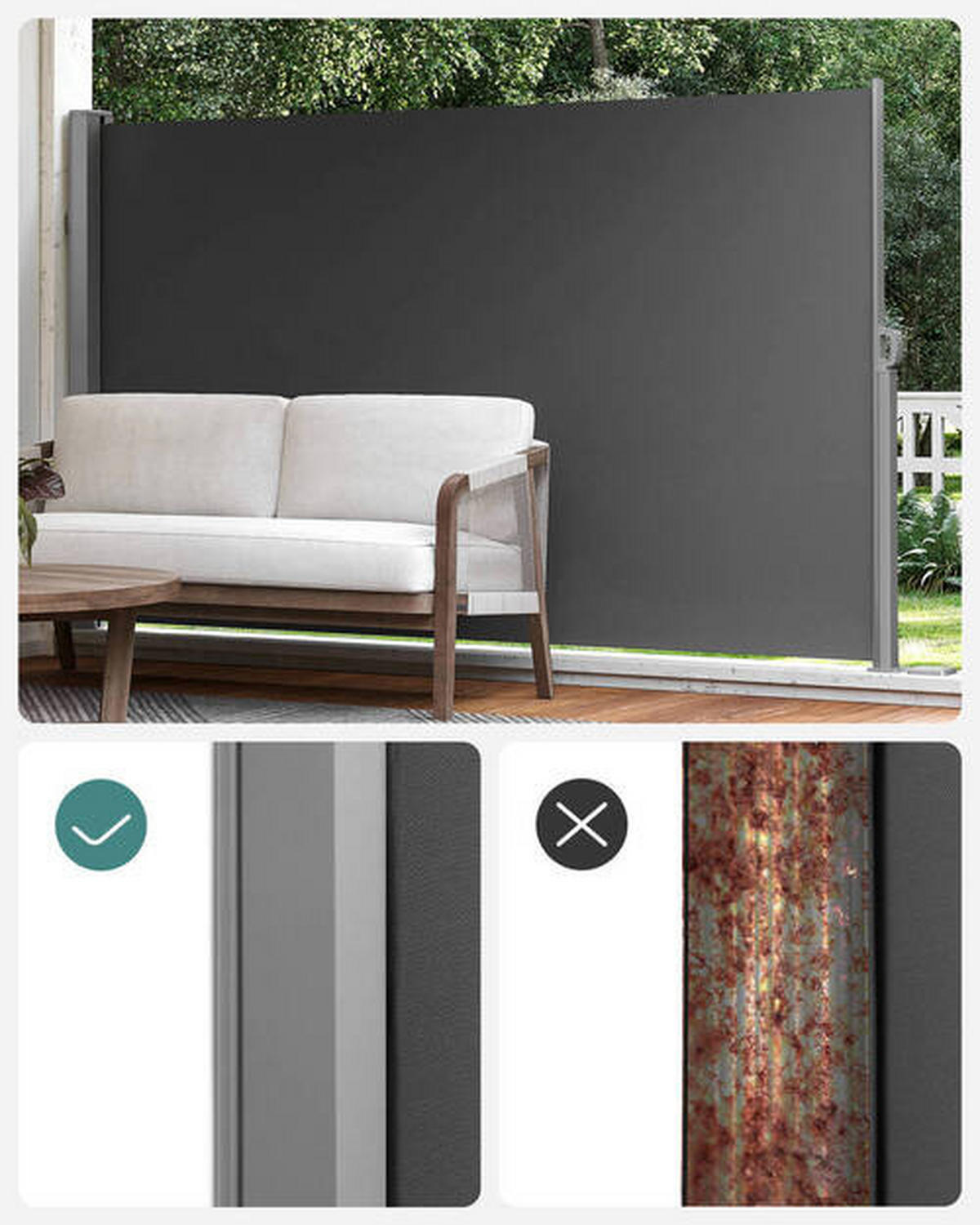 MARKISE - Dunkelgrau/Grau, Basics, Textil/Metall (300/180cm) - Modante