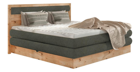 BOXSPRINGBETT 180/200 cm  in Eichefarben, Waldgrün  - Waldgrün/Eichefarben, KONVENTIONELL, Holz/Holzwerkstoff (180/200cm) - Valnatura