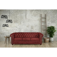 3-SITZER-SOFA YORK Lederlook Rostfarben  - Rostfarben/Braun, Design, Holz/Textil (203/72/86cm) - P & B