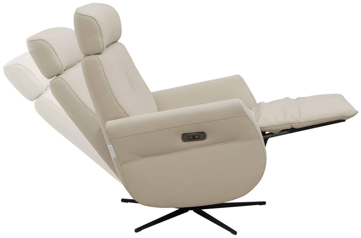 RELAXSESSEL Artù Echtleder Relaxfunktion, Kopfteilverstellung, Rücken echt    - Creme, Design, Leder (71/110/80cm) - Novel