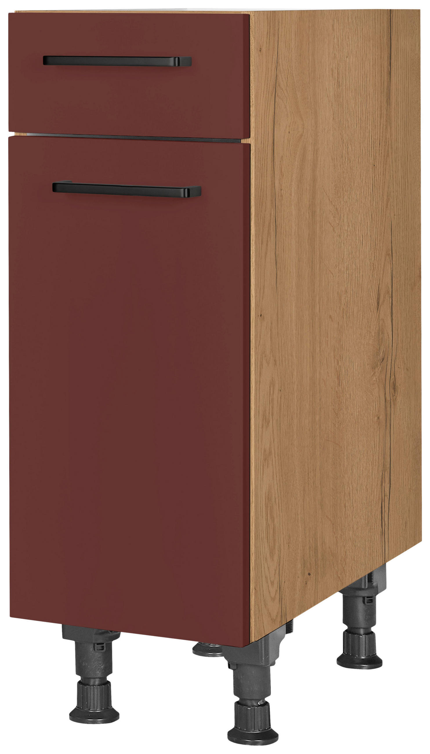 SCHUBKASTENUNTERSCHRANK 30/87/56 cm in Rot, Eichefarben - Eichefarben/Rot, MODERN, Holzwerkstoff/Metall (30/87/56cm) - Nobilia