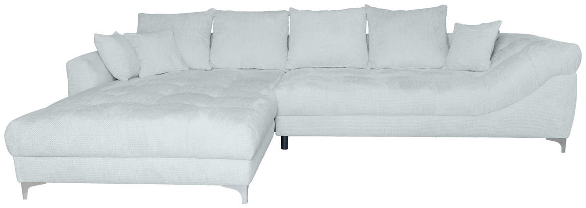 ECKSOFA in Chenille Hellgrau  227/329 cm  - Chromfarben/Hellgrau, KONVENTIONELL, Textil/Metall (227/329cm) - Carryhome
