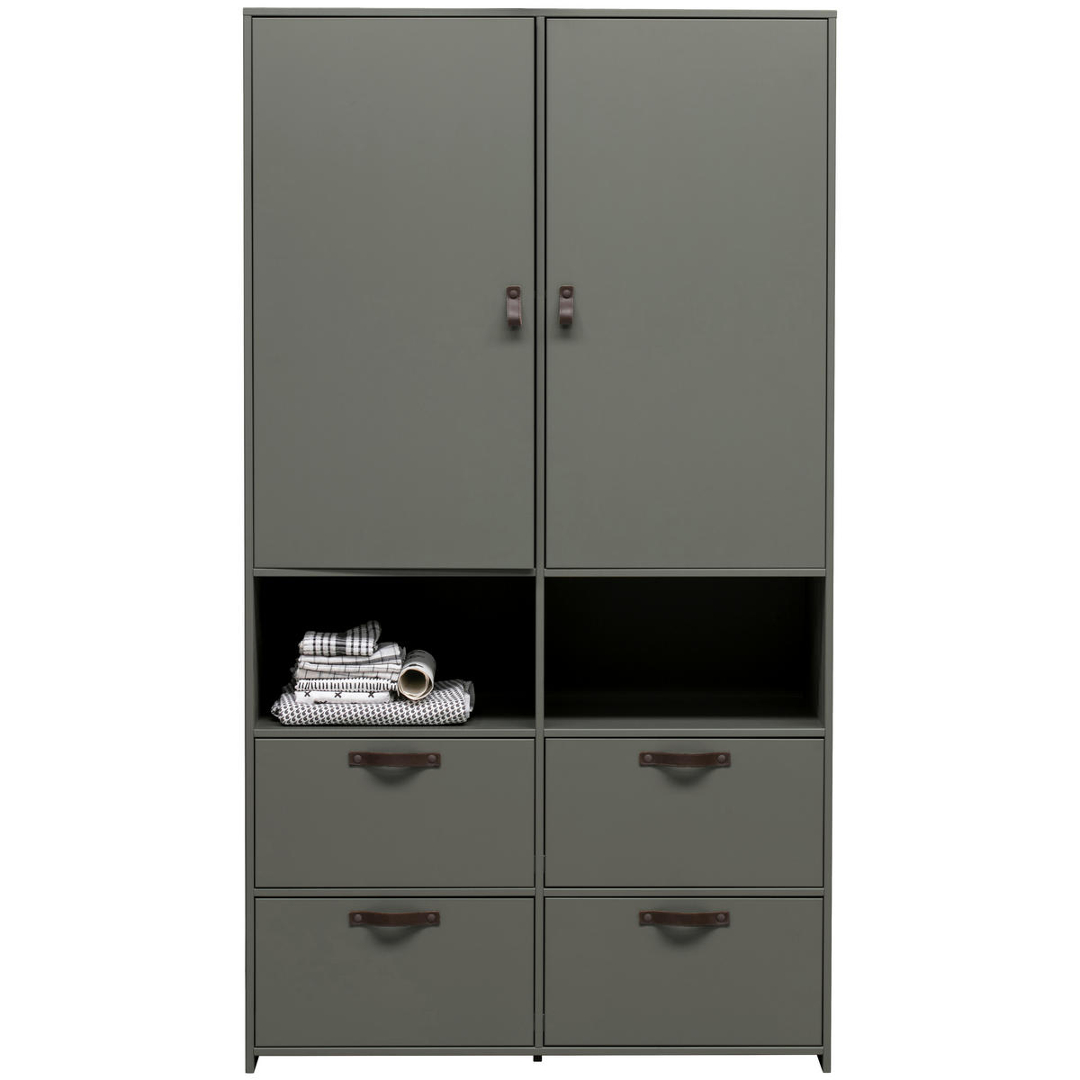 KLEIDERSCHRANK 103/185/40 cm 2-türig Grün  - Braun/Grün, Design, Leder/Holz (103/185/40cm) - Livetastic