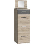 KOMMODE  in 46/121/40 cm  - Graphitfarben/Alufarben, KONVENTIONELL, Glas/Holzwerkstoff (46/121/40cm) - Carryhome