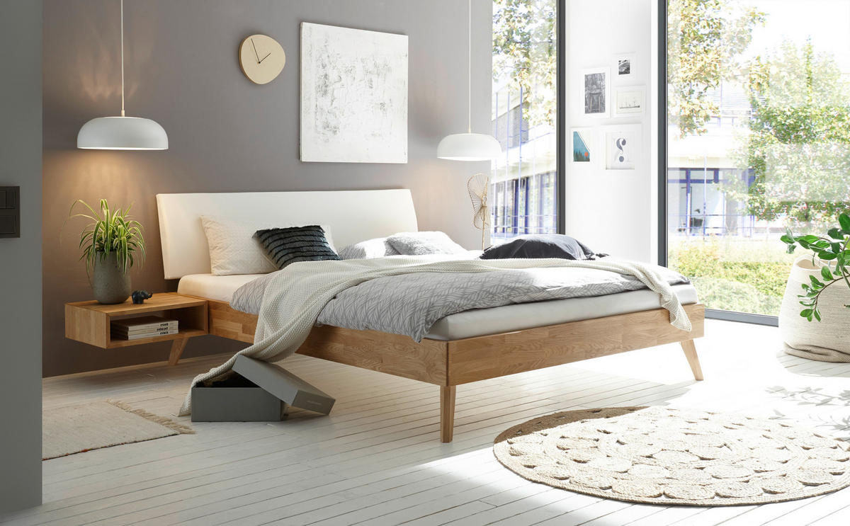BETT 120/200 cm  in Eiche Bianco  - Eiche Bianco/Eichefarben, Design, Holz (120/200cm) - Hasena