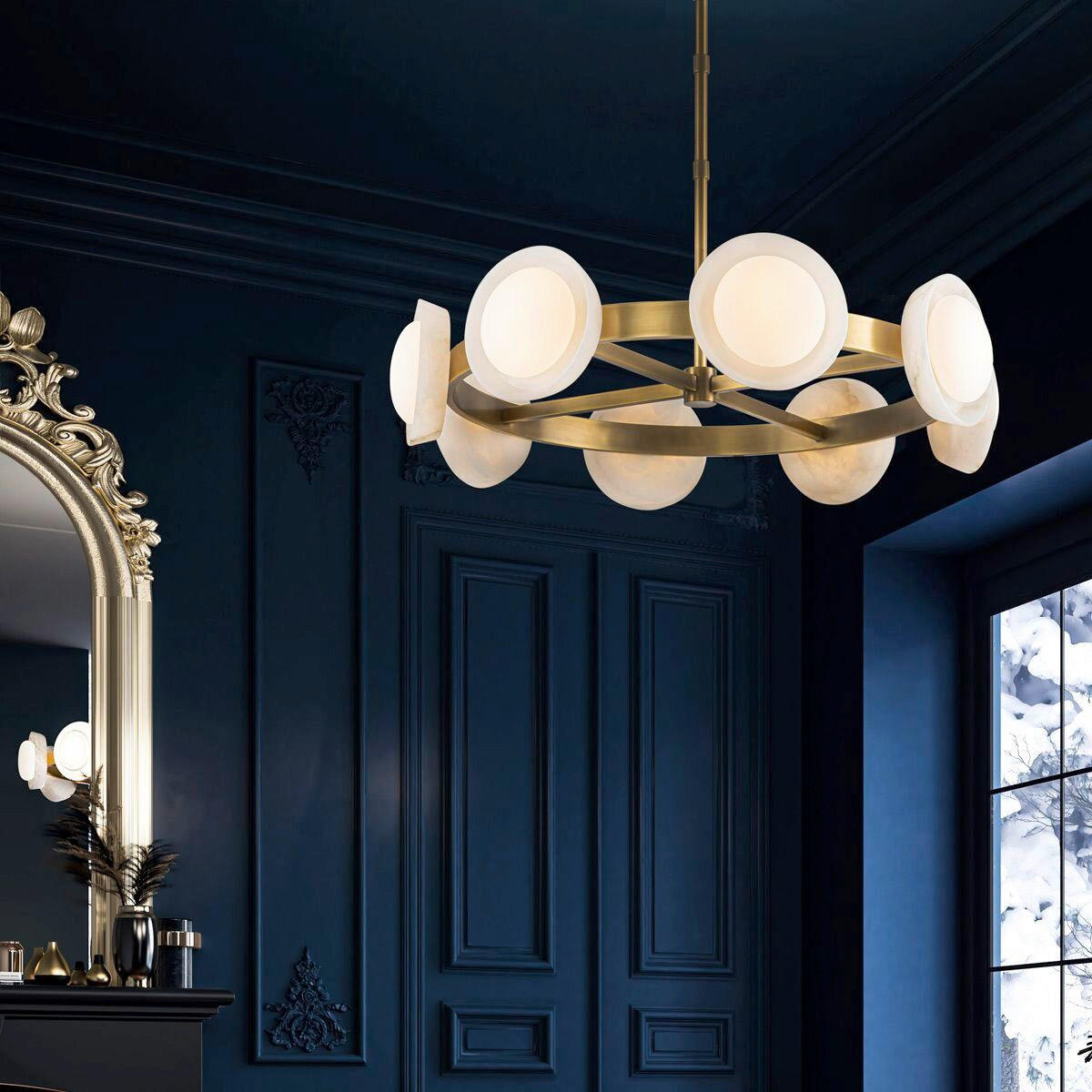 KRONLEUCHTER 94,6/21,6 cm   - Messingfarben, KONVENTIONELL, Glas/Stein (94,6/21,6cm) - Elstead Lighting