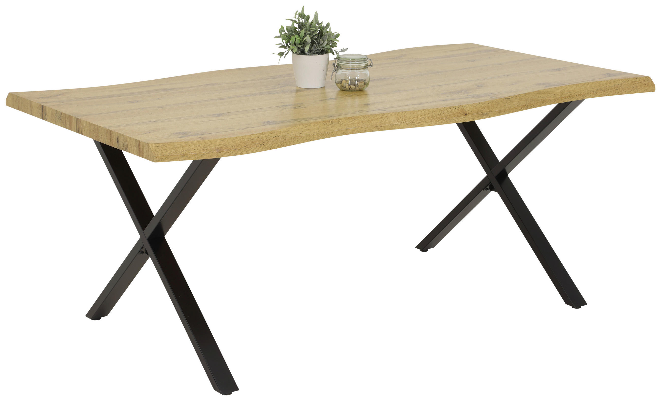 ESSTISCH in Metall, Holzwerkstoff 140/90/76 cm  - Eichefarben/Schwarz, MODERN, Holzwerkstoff/Metall (140/90/76cm) - Boxxx
