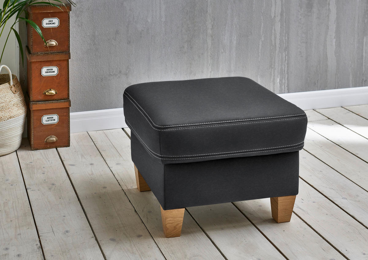 ECKSOFA  in Echtleder Graphitfarben  274/235 cm  - Eichefarben/Beige, KONVENTIONELL, Leder/Holzwerkstoff (274/235cm) - Beldomo Premium