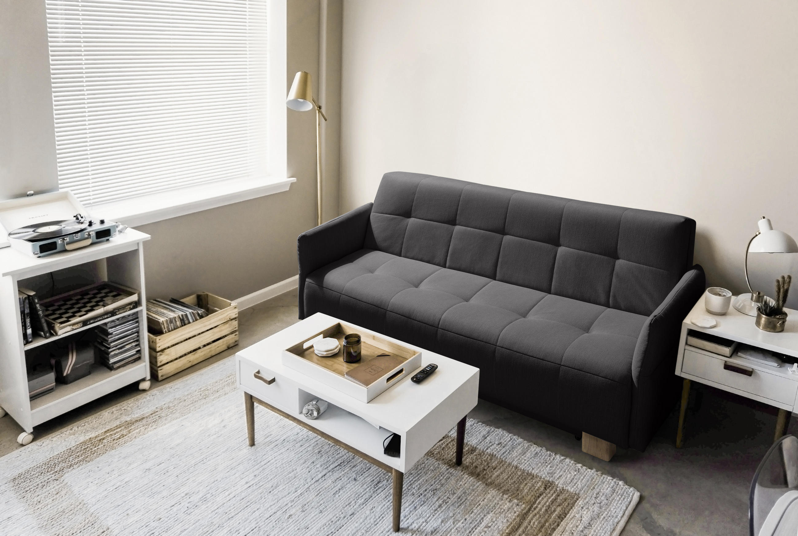 SCHLAFSOFA Anthrazit  - Anthrazit/Naturfarben, Design, Holz/Textil (165/92/102cm) - Novel