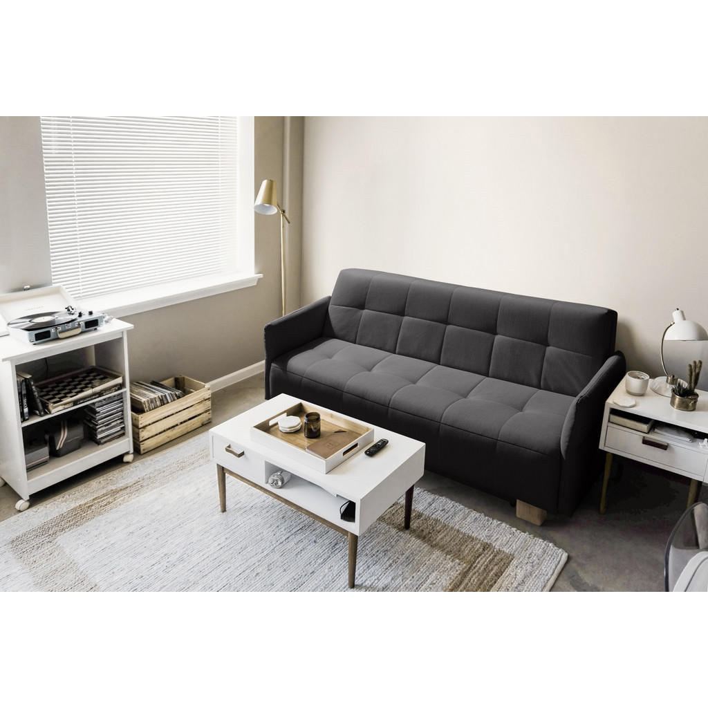 Thumbnail - Novel Schlafsofa Juice, Anthrazit, Textil, Eiche, Uni, 2-Sitzer, 165x92x102 cm, Stoffauswahl, Schlafen auf Sitzhöhe, Kin...