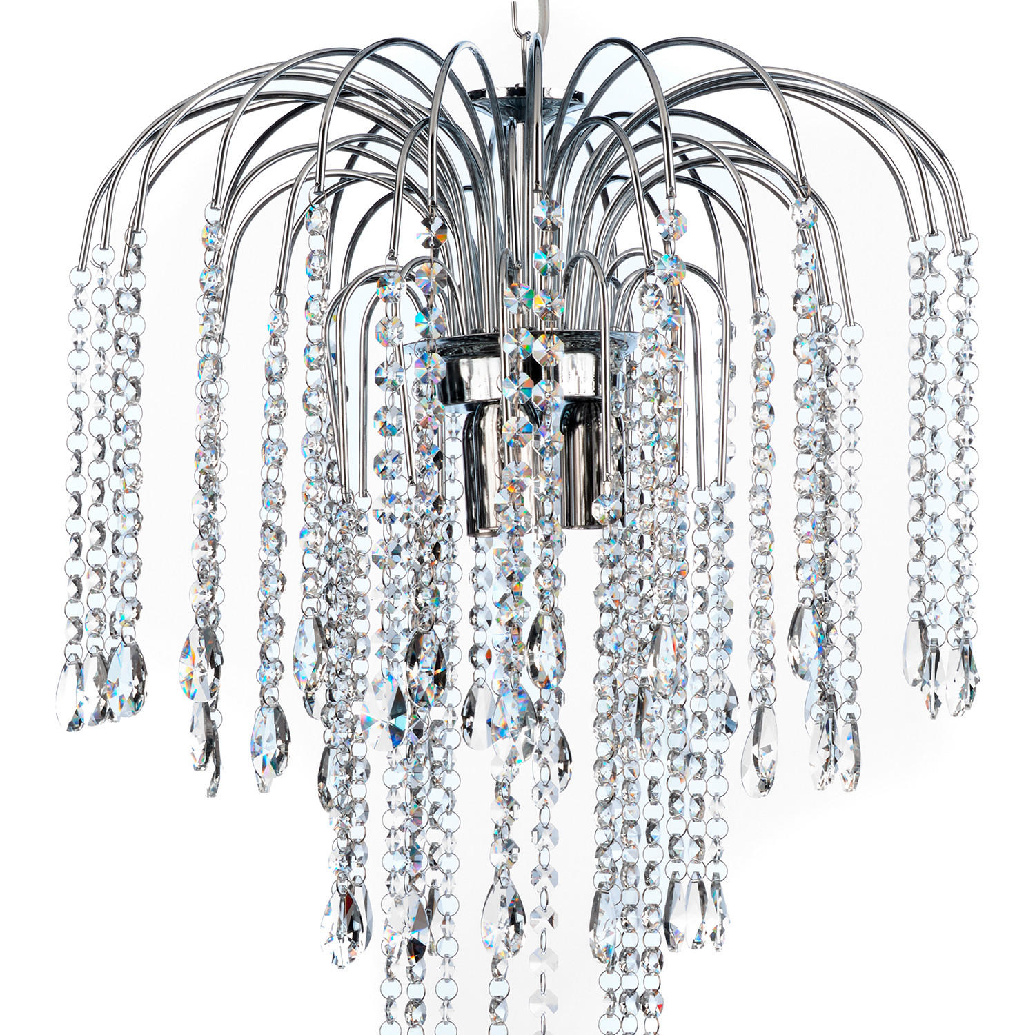 KRISTALL-HÄNGELEUCHTE 40/110/40 cm   - Chromfarben, KONVENTIONELL, Glas/Metall (40/110/40cm)