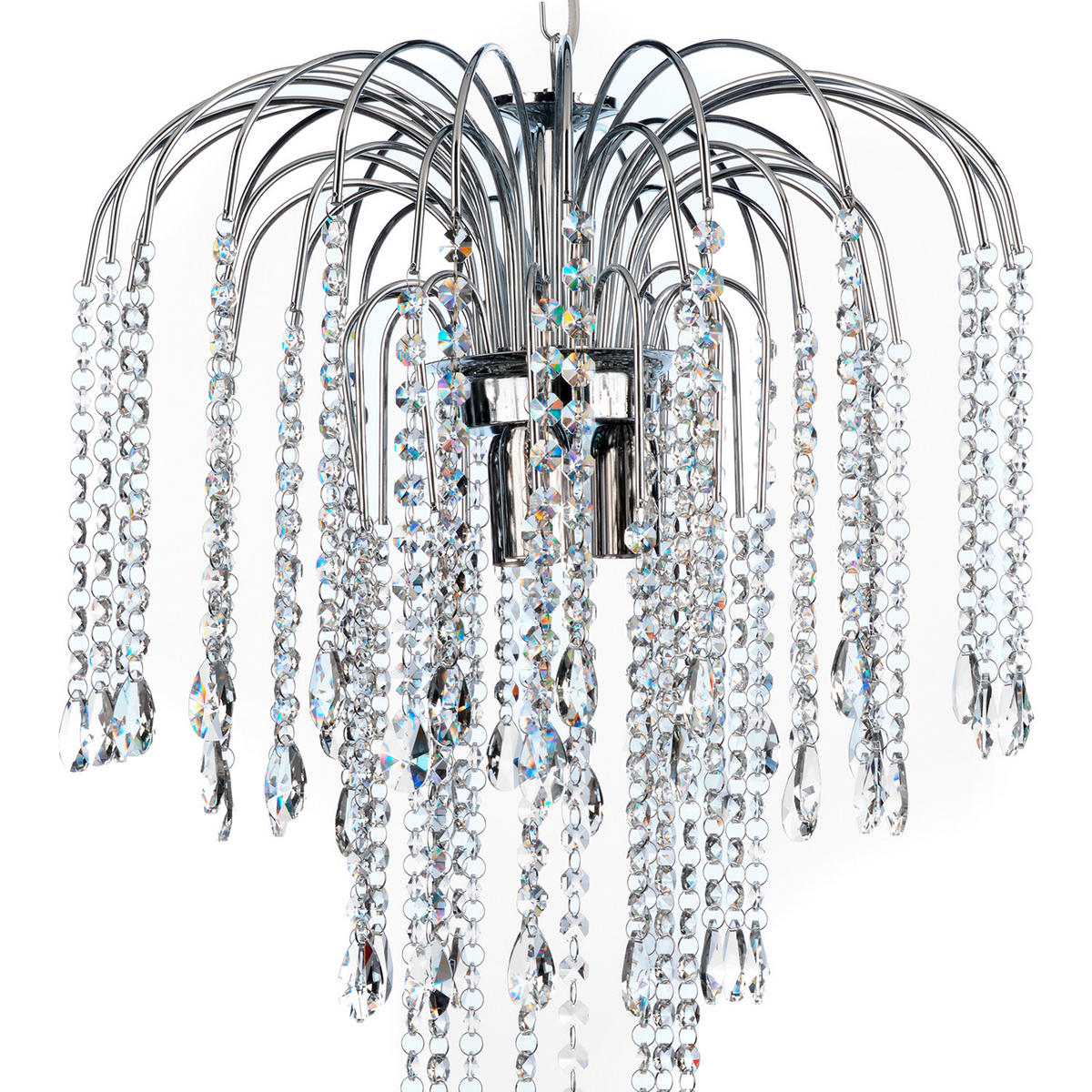 KRISTALL-HÄNGELEUCHTE 40/110/40 cm   - Chromfarben, KONVENTIONELL, Glas/Metall (40/110/40cm)