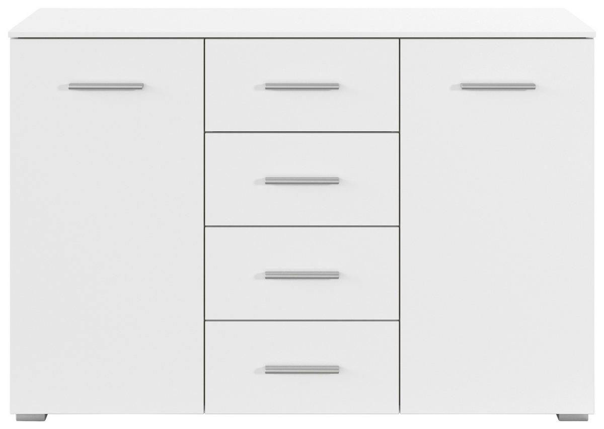 KOMMODE , 120/81/42 cm, 4 Schublade(n)  - Silberfarben/Weiß, KONVENTIONELL, Holzwerkstoff/Kunststoff (120/81/42cm) - home24
