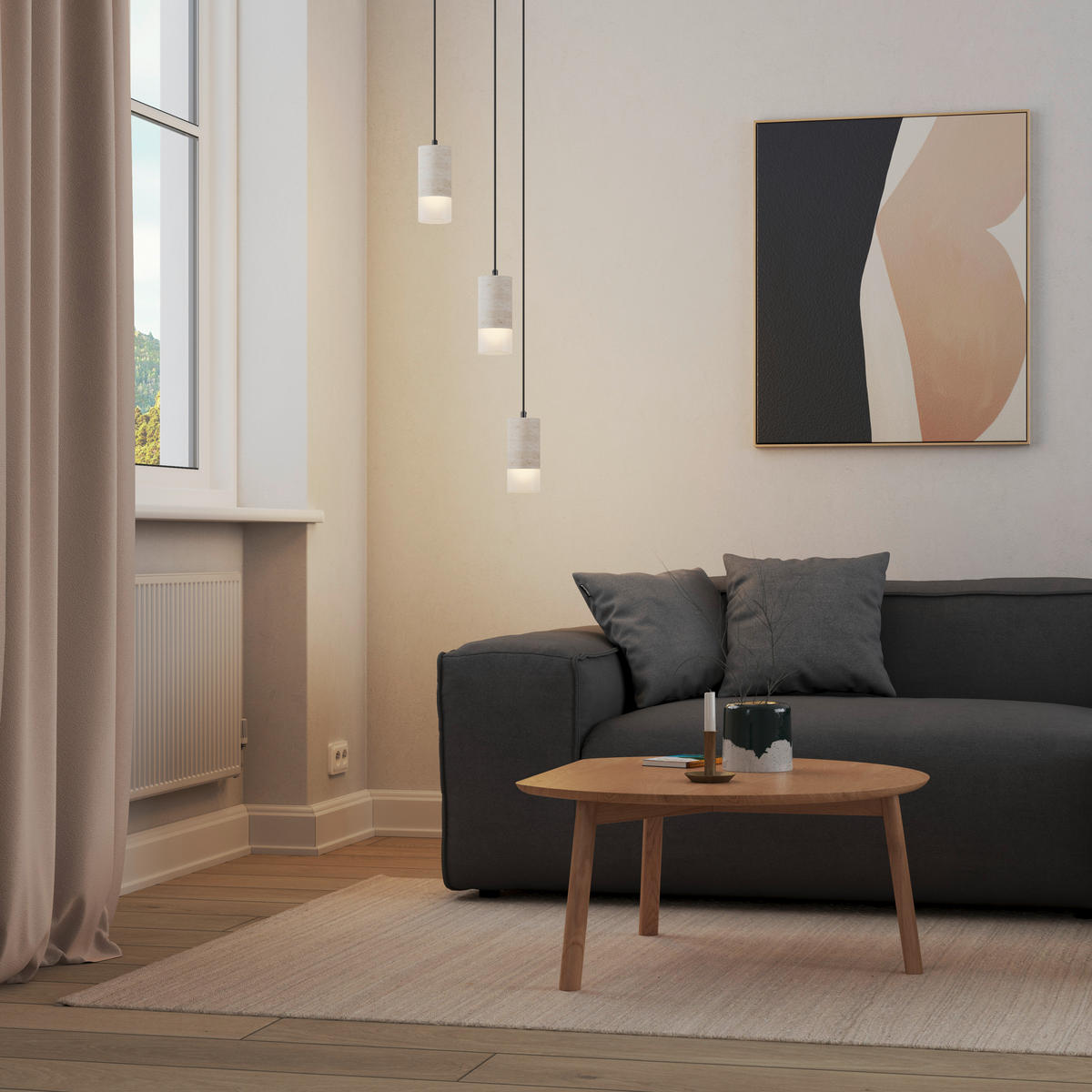 LED-HÄNGELEUCHTE 33/150 cm  - Pinienfarben, Design, Kunststoff/Stein (33/150cm) - Dieter Knoll