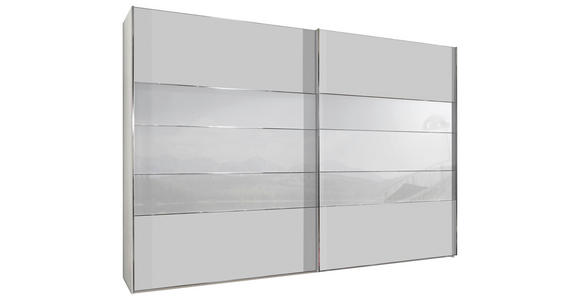 SCHWEBETÜRENSCHRANK 2-türig Weiß - Chromfarben/Weiß, KONVENTIONELL, Glas/Holzwerkstoff (250/217/67cm) - Voleo
